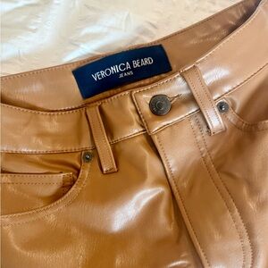 Veronica Beard Cognac Vegan Leather Pants
